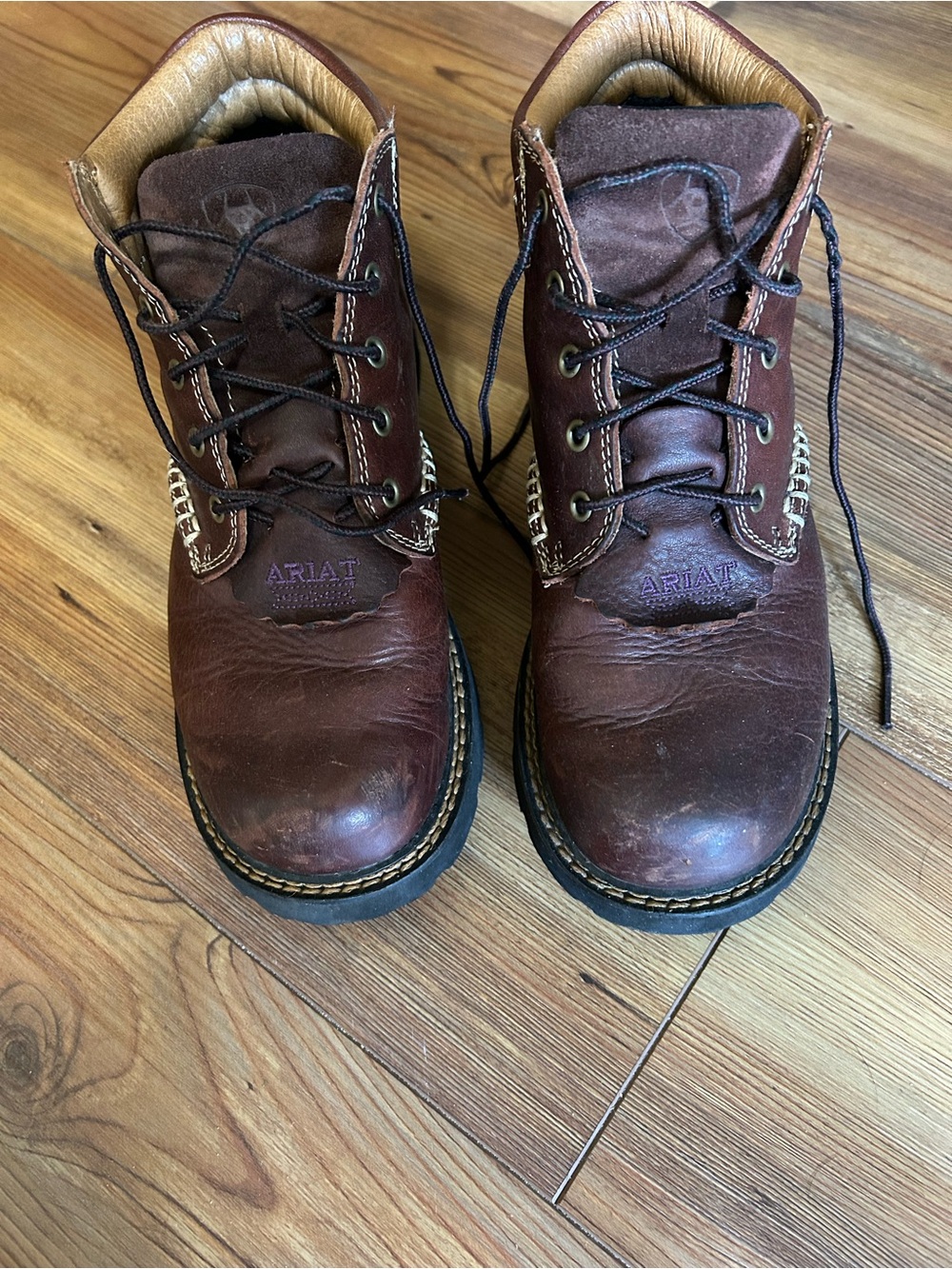 Ariat Dark Brown Leather Lace-Up Work Boots